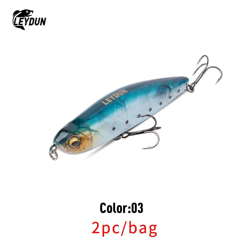 LEYDUN Z-Claw Floating Pencil Lures (2pc): Topwater Walk-the-Dog for Bass And Pike