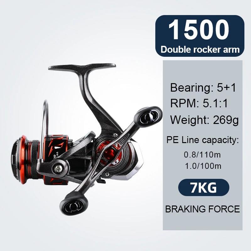 BEARKING brand New arrival Fishing Reel Spinning 800 1500 2500  5+1BB 5.1:1 Max Drag 9KG Water-Proof Reels - Nex Fisher Hub