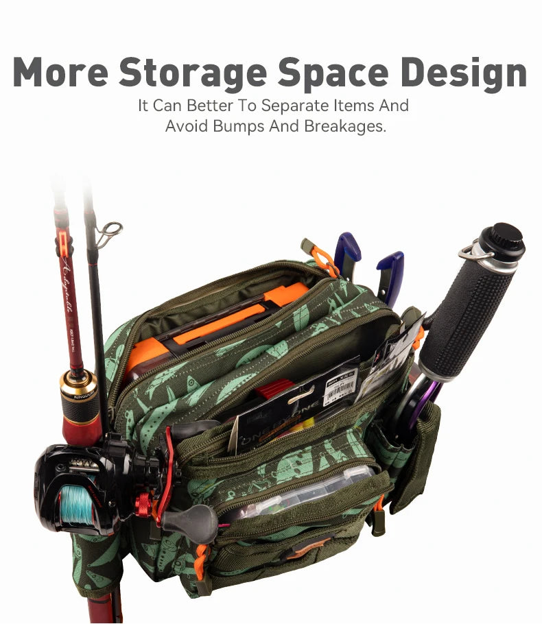 KINGDOM Multifunctional Fishing Tackle Bag Waist : 3-Layer Utility Storage - Nex Fisher Hub