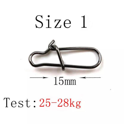 THETIME 100pcs Hooked Snap Pin Stainless Steel Fishing Barrel Swivel Safety Snaps Hook Lure Accessories Connector Snap Pesca - Nex Fisher Hub