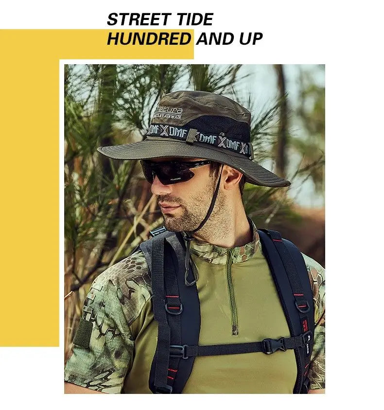 Outdoor Sport Man fisherman hat, sun protection hat brim, suitable for outdoor travel, outdoor fishing - Nex Fisher Hub