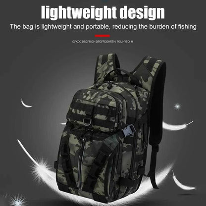 Rilibegan Fishing Backpack with lightweight design and tactical features for outdoor activities.