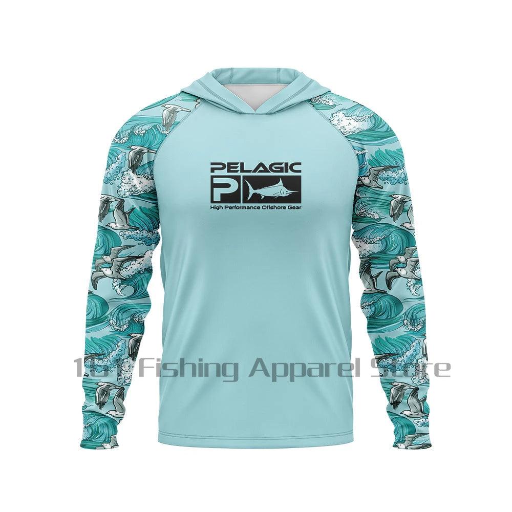 pelagic Men Hood Fishing Shirt long sleeve Fishing clothing fishing t shirt uv protection fishing shirt Fishing Apparel - Nex Fisher Hub