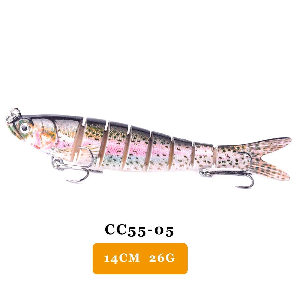 AYWFISH Multi Jointed Swimbait, 14cm, 26g, lifelike fishing lure with vivid 3D eyes for freshwater and saltwater.