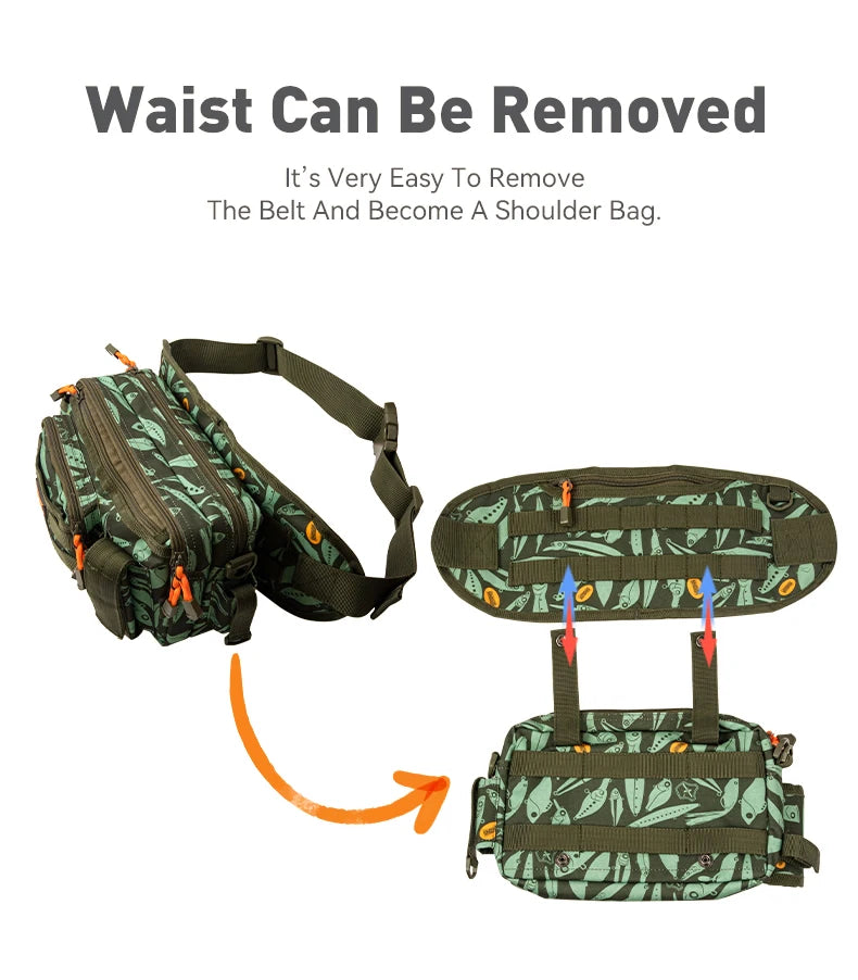 KINGDOM Multifunctional Fishing Tackle Bag Waist : 3-Layer Utility Storage - Nex Fisher Hub