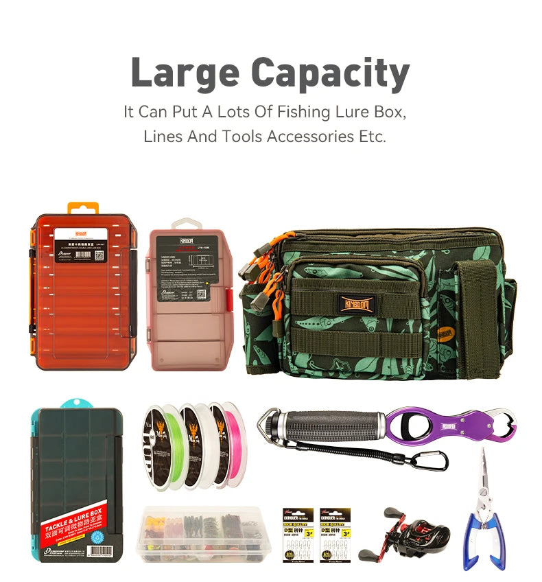 KINGDOM Multifunctional Fishing Tackle Bag Waist : 3-Layer Utility Storage - Nex Fisher Hub