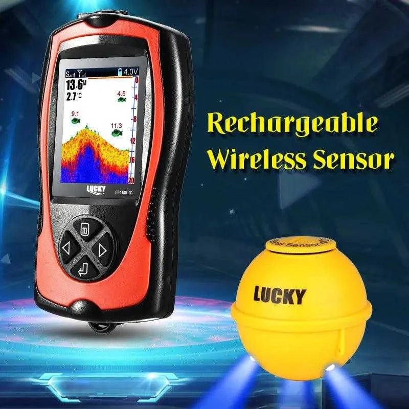 Lucky Sonar Fish Finder FF1108-1CWLA Rechargeable Wireless Sensor 45M Water Depth Echo Sounder Fishing Portable Fish Finder - Nex Fisher Hub