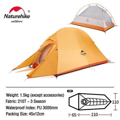 Naturehike Cloud Up 1 2 3 People Tent Ultralight 20D Camping Tent Waterproof Outdoor Hiking Travel Tent Backpacking Cycling Tent - Nex Fisher Hub