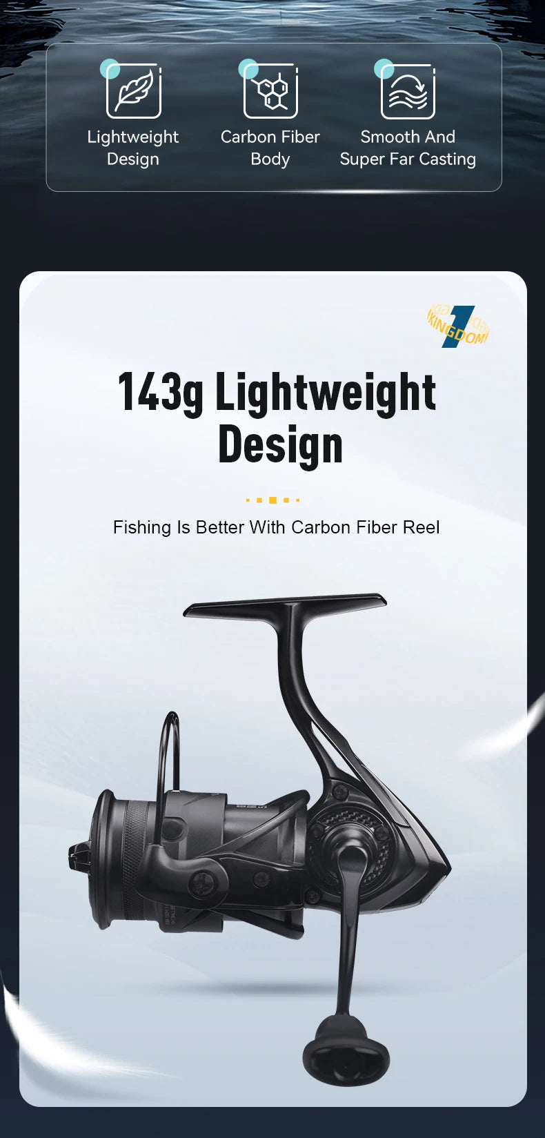 Kingdom Tegmen 5.2:1 6.2:1 143g Spinning Fishing Reels High Speed Gear Ratio Light Carbon Fiber Body Drag 10+1 Bearing Quantity Nex Fisher Hub