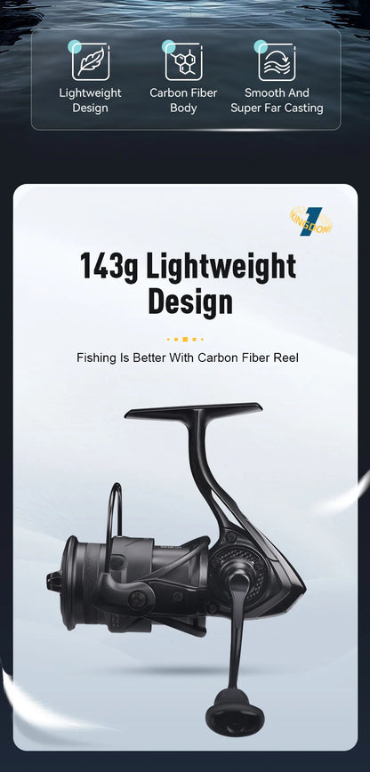 Kingdom Tegmen 5.2:1 6.2:1 143g Spinning Fishing Reels High Speed Gear Ratio Light Carbon Fiber Body Drag 10+1 Bearing Quantity Nex Fisher Hub
