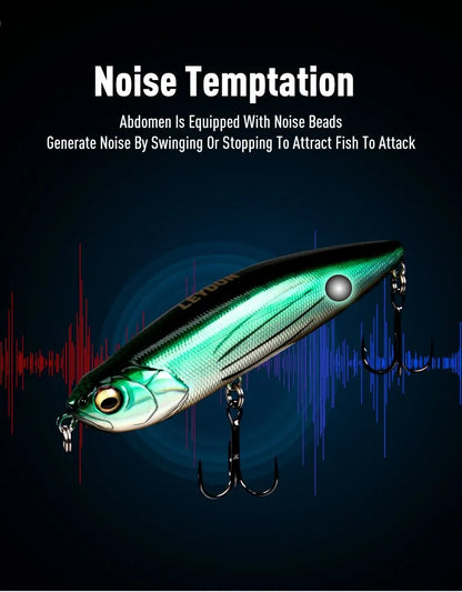 LEYDUN Z-Claw Floating Pencil Lures (2pc): Topwater Walk-the-Dog for Bass And Pike