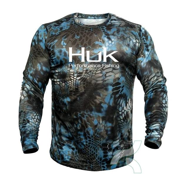 Huk Performance Fishing: Long Sleeve Camouflage Fishing Shirt with SunNex Fisher Hub