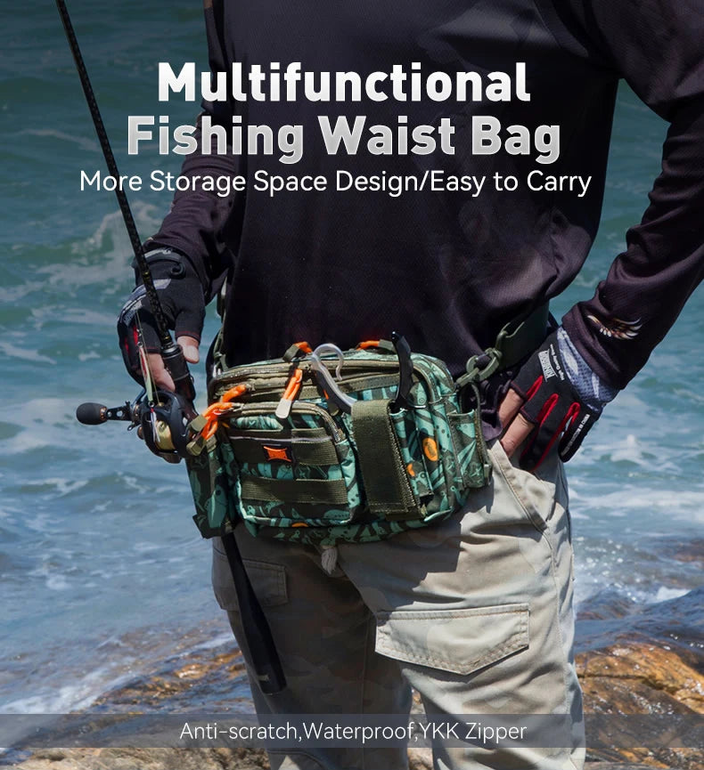 KINGDOM Multifunctional Fishing Tackle Bag Waist : 3-Layer Utility Storage - Nex Fisher Hub