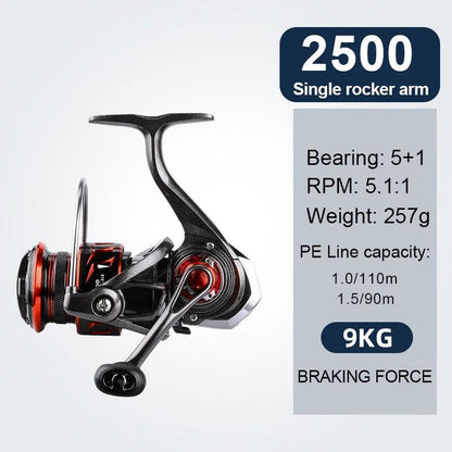 BEARKING brand New arrival Fishing Reel Spinning 800 1500 2500  5+1BB 5.1:1 Max Drag 9KG Water-Proof Reels - Nex Fisher Hub