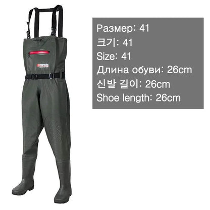 NFH Fishing Waders with Boots, waterproof and breathable design, size 41.