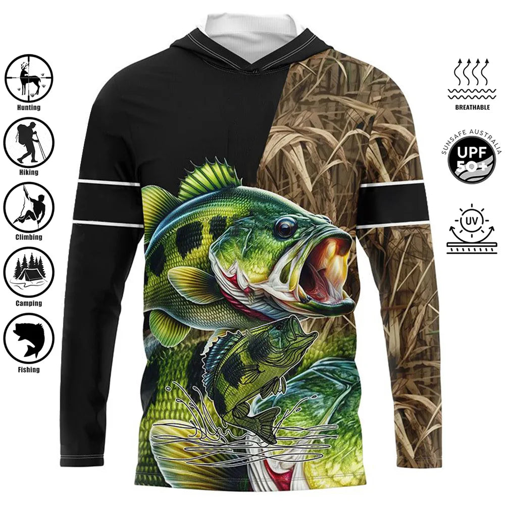 Pelagic Pro Series Men Fishing Hooded Shirt - UPF 50+ Sun Protection