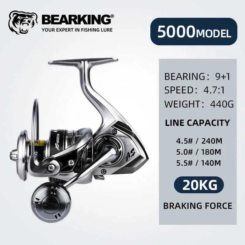 BEARKING brand New arrival Saltwater Fishing Reel Spinning 1000-6000 9+1BB 5.2:1 Max Drag 10-20KG Water-Proof Reels - Nex Fisher Hub