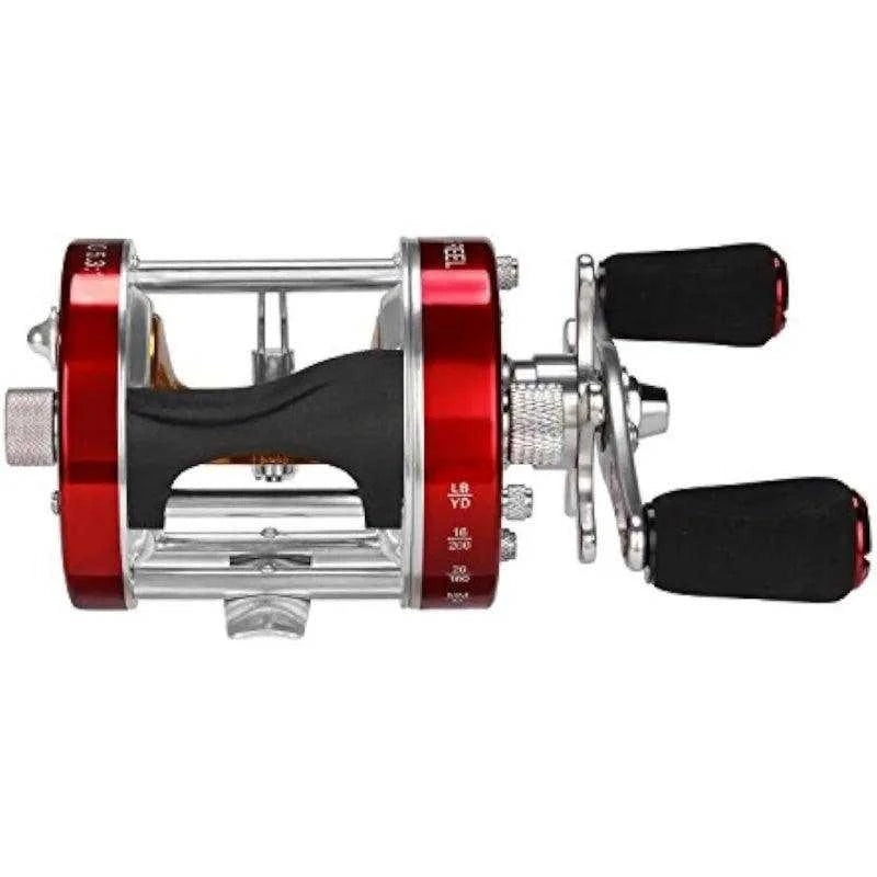 KastKing Royale Legend Baitcasting Reel with 20LB Max Drag and red design.