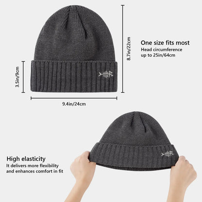 BASSDASH Winter Beanie Hats with Fleece Lining Thick Warm for Men Women Stretchy Fit Unisex Cuffed Knit Hat Nex Fisher Hub