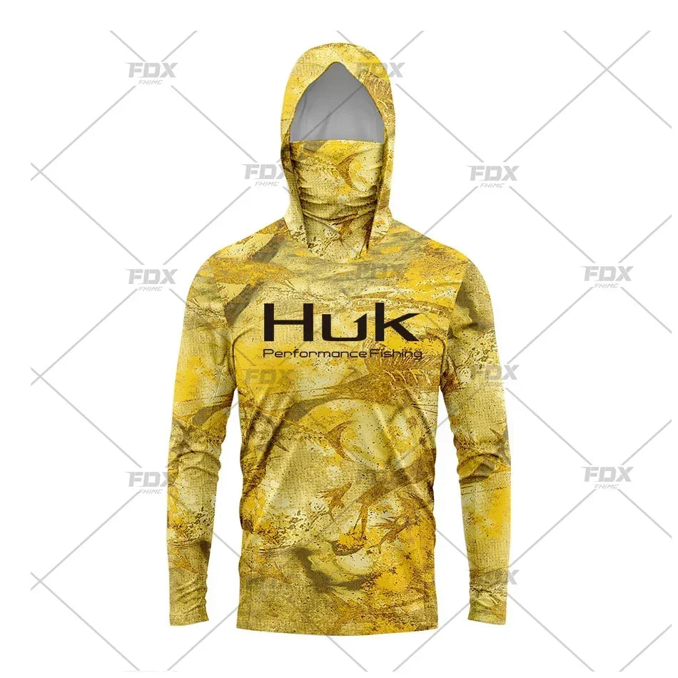 Huk Custom Men's Hooded Shirt: Ultimate Sun Protection for Anglers UPF 50+