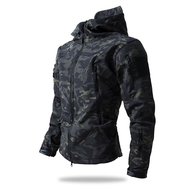 Lurker Shark Skin Soft Shell Tactical Jacket Men Waterproof Fleece Hooded Coat Hunt Clothes Autumn New Outdoor Camouflage Jacket
