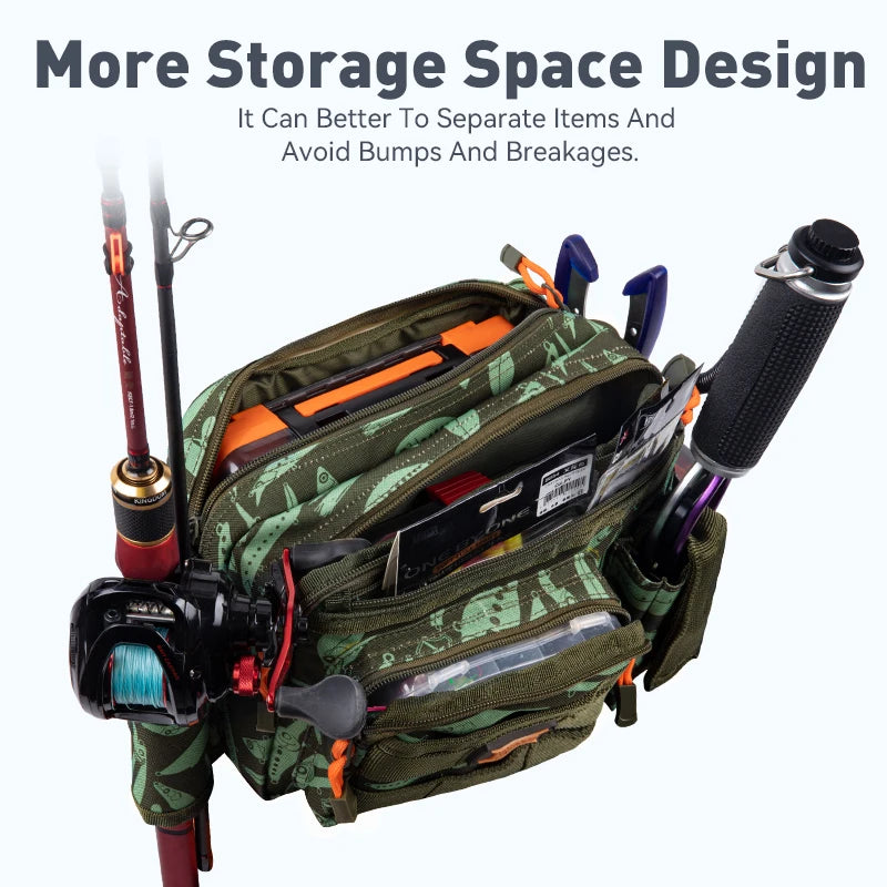 KINGDOM Multifunctional Fishing Tackle Bag Waist : 3-Layer Utility Storage - Nex Fisher Hub