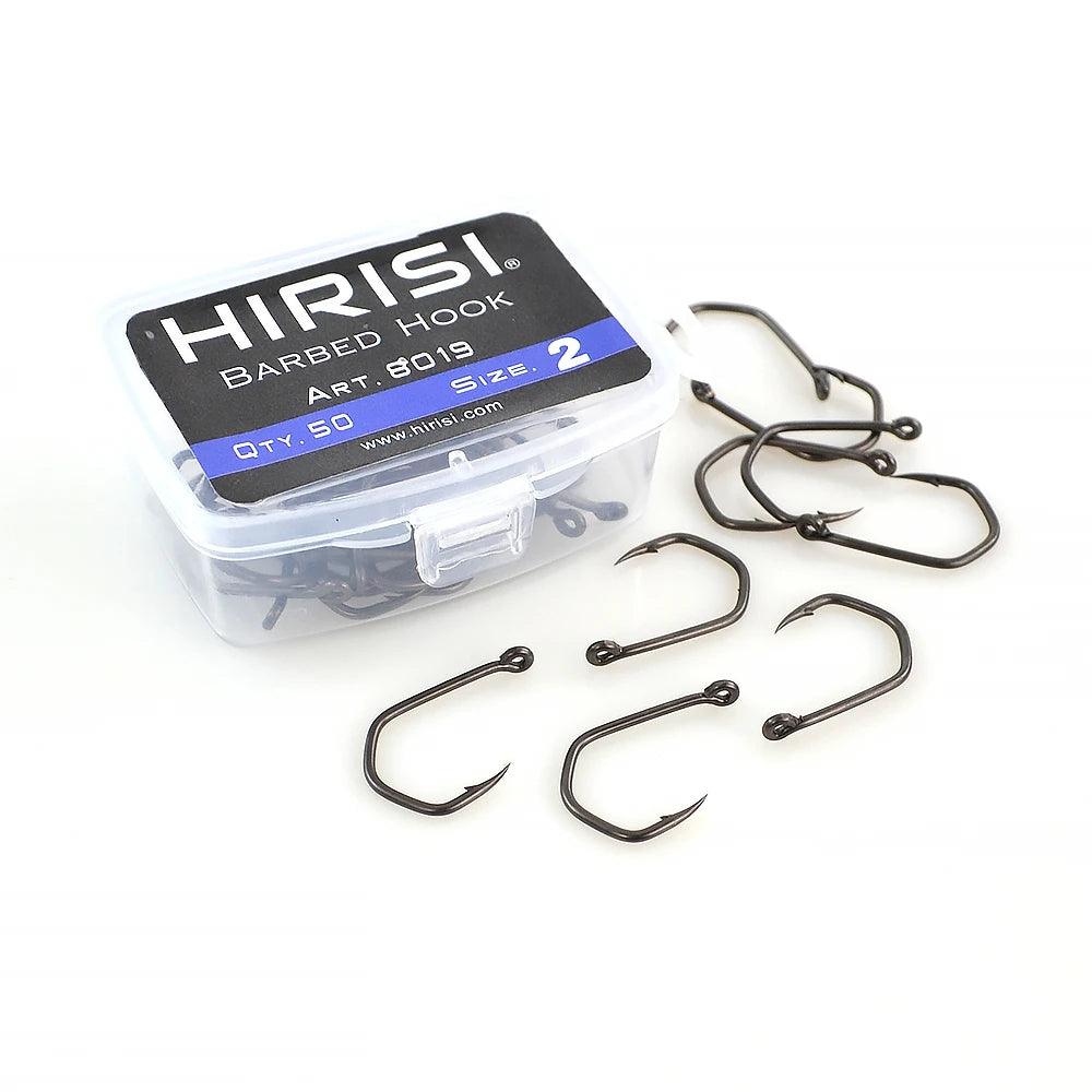 Hirisi 50pcs Carp Fishing Coating High Eyed Fish Hooks 8019