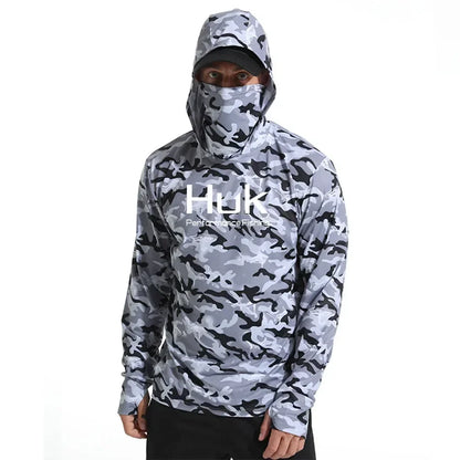 Huk Custom Men's Hooded Shirt: Ultimate Sun Protection for Anglers UPF 50+