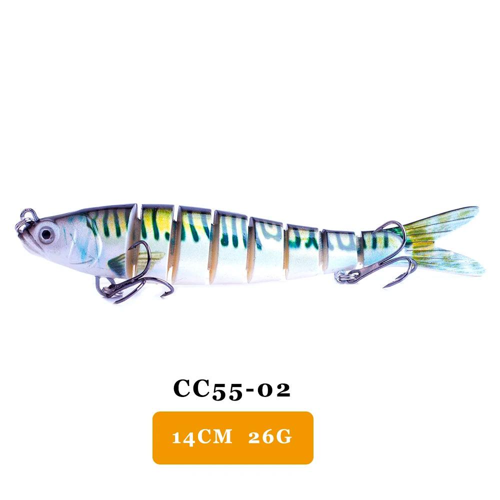 AYWFISH Multi Jointed Swimbait CC55, 14cm 26g, lifelike fishing lure for freshwater and saltwater.