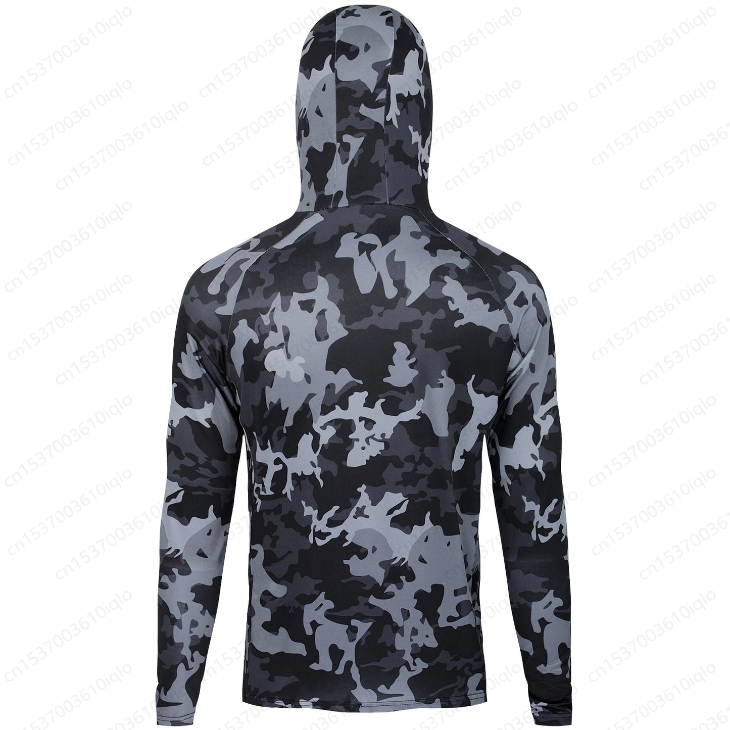 HUK Camouflage Long Sleeve Hooded Fishing Shirt with Mask: UPF 50+ UV Protection for Men