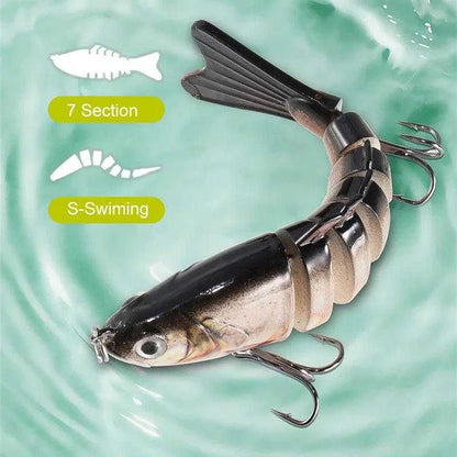 AUKUMA JIESHOU7S 7-section swimbait with lifelike design and S-swimming action in water.