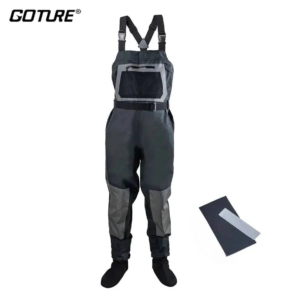 Men's waterproof fishing chest waders, thickened and durable, by Goture.