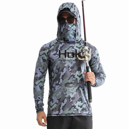 Huk Custom Men's Hooded Shirt: Ultimate Sun Protection for Anglers UPF 50+