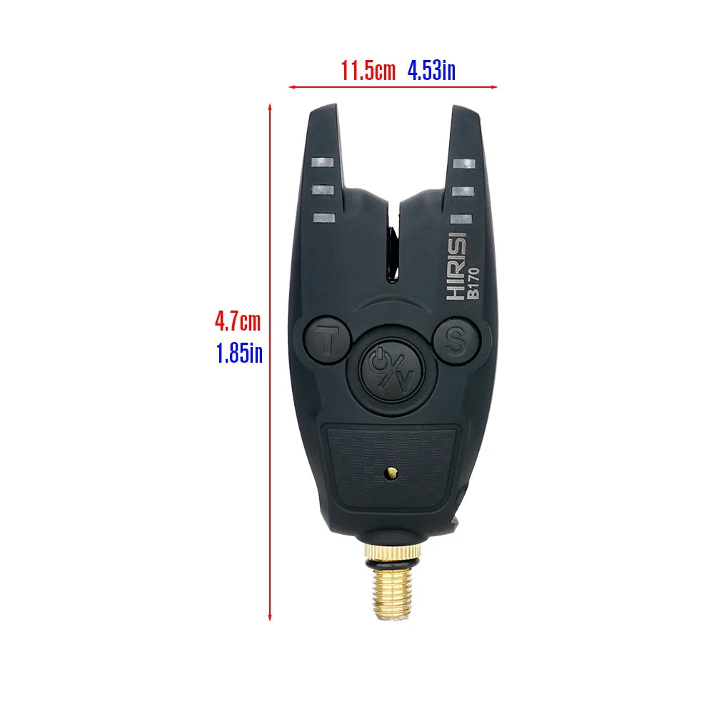 HIRISI B170 Carp Fishing Bite Alarm: Adjustable Volume, Tone, and Sensitivity LED Indicator