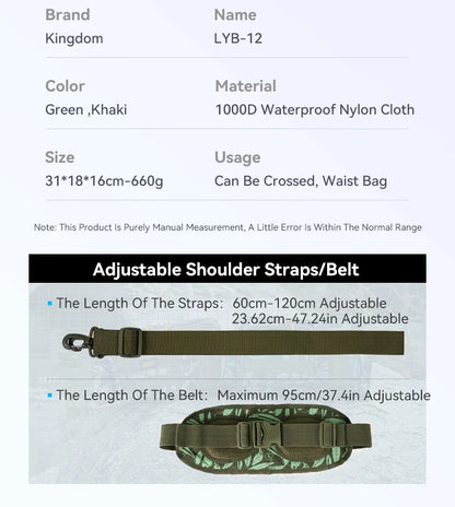 KINGDOM Multifunctional Fishing Tackle Bag Waist : 3-Layer Utility Storage - Nex Fisher Hub