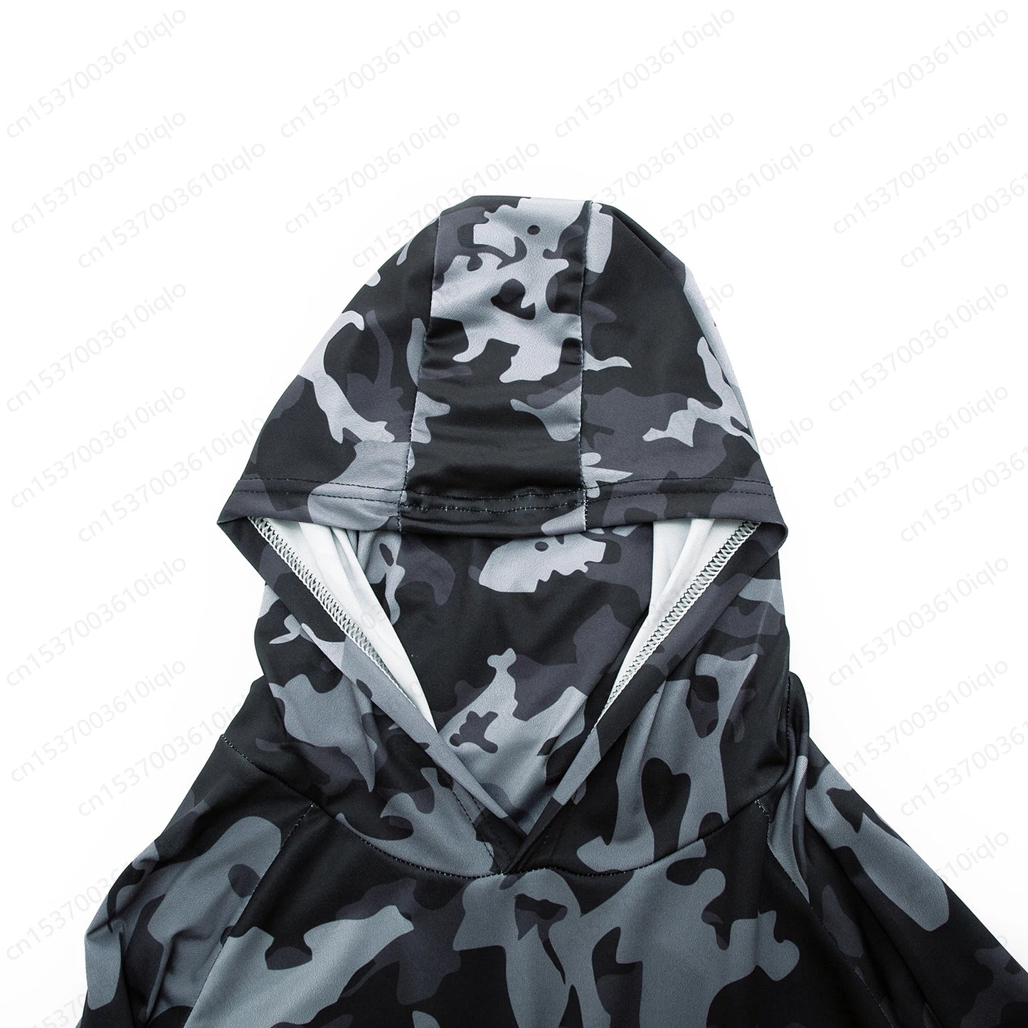 HUK Camouflage Long Sleeve Hooded Fishing Shirt with Mask: UPF 50+ UV Protection for Men
