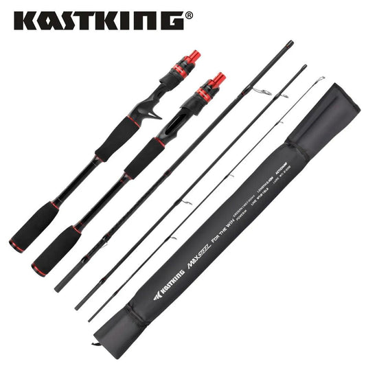 KastKing Traveller Max Steel Spinning Casting fishing rod with durable EVA handle and SiC ceramic guides.