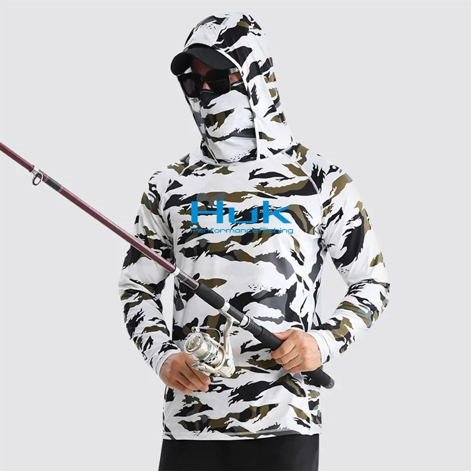 Huk Custom Men's Hooded Shirt: Ultimate Sun Protection for Anglers UPF 50+