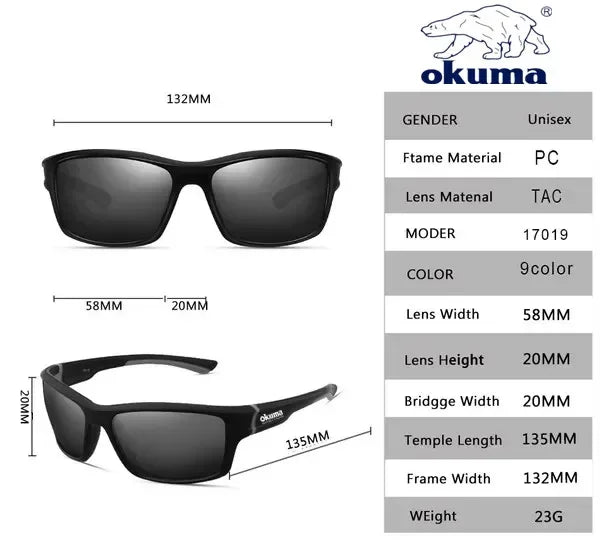 Okuma UV400 Fishing And Driving Sunglasses: Classic Sun Protection for Men And Women