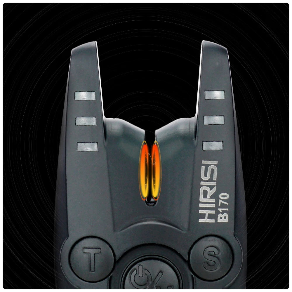 HIRISI B170 Carp Fishing Bite Alarm: Adjustable Volume, Tone, and Sensitivity LED Indicator
