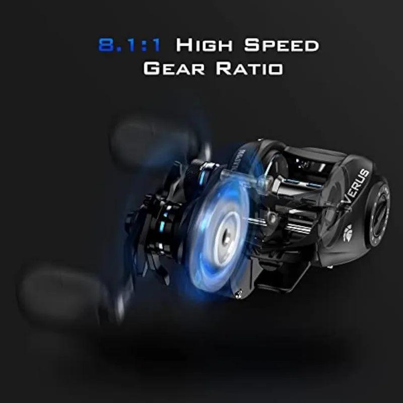 KastKing Verus Baitcasting Fishing Reel, New Assassin Version, Only 5.4 oz. Carbon Fiber Frame & Side Covers - Nex Fisher Hub