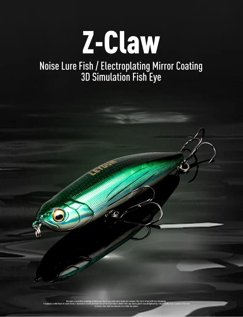 LEYDUN Z-Claw Floating Pencil Lures (2pc): Topwater Walk-the-Dog for Bass And Pike
