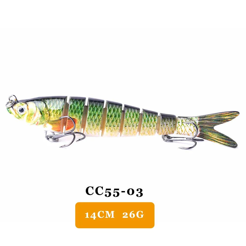 AYWFISH Multi Jointed Swimbait CC55-03, 14cm, 26g, hard lure with lifelike action for fishing.