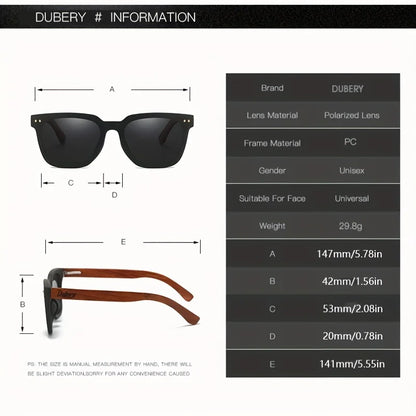 DUBERY Wooden Style Polarized Sunglasses: UV400 Protection for Men And Women