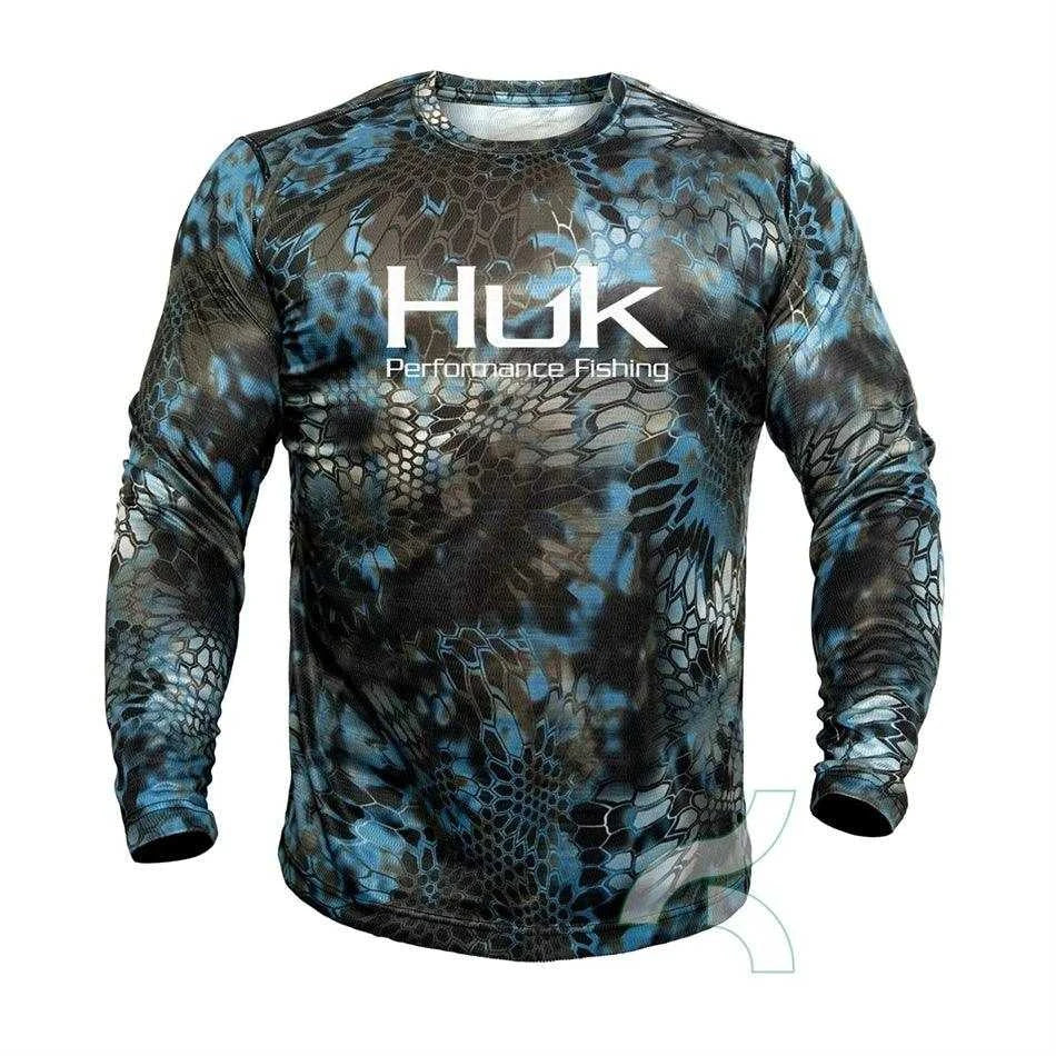 Huk Performance Fishing: Long Sleeve Camouflage Fishing Shirt with SunNex Fisher Hub