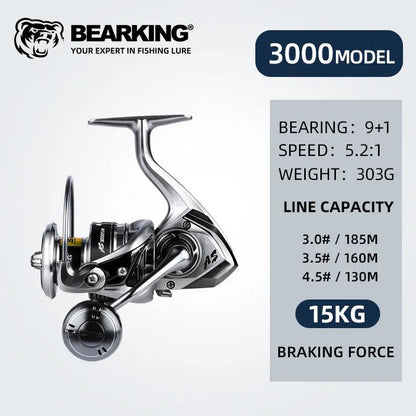 BEARKING brand New arrival Saltwater Fishing Reel Spinning 1000-6000 9+1BB 5.2:1 Max Drag 10-20KG Water-Proof Reels - Nex Fisher Hub