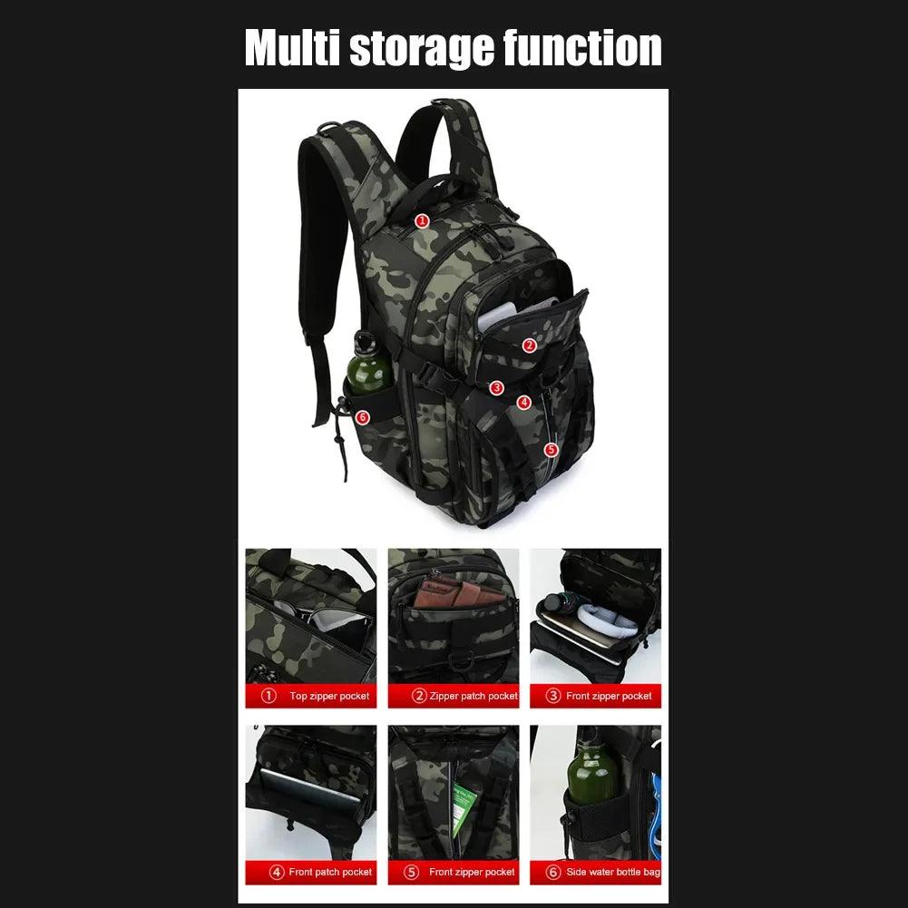 Rilibegan Fishing Backpack with multi-storage function and tactical design.