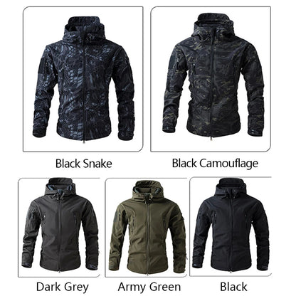 Lurker Shark Skin Soft Shell Tactical Jacket Men Waterproof Fleece Hooded Coat Hunt Clothes Autumn New Outdoor Camouflage Jacket