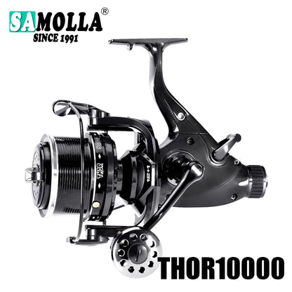 SAMOLLA Max Double Drag Carp Reel: Heavy-Duty Spinning Reel Max Drag 27kg - 12+1BB