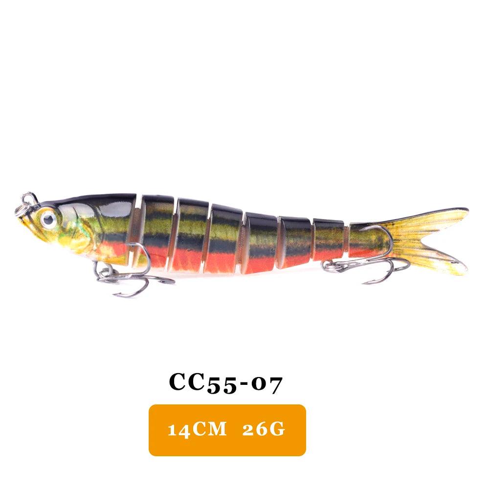 AYWFISH Multi Jointed Swimbait, 14cm, 26g, lifelike fishing lure with multi-jointed body and vivid 3D eyes for freshwater and saltwater fishing.